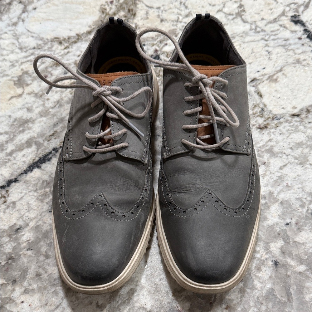 Cole Haan Gray Leather Wingtip Derby Shoes